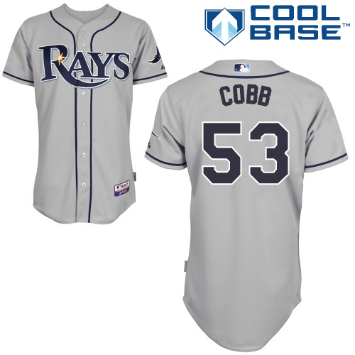 Alex Cobb #53 MLB Jersey-Tampa Bay Rays Men's Authentic Road Gray Cool Base Baseball Jersey